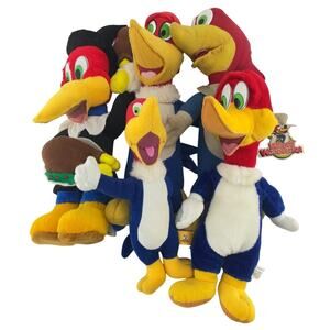 Vintage Lot of 5 Woody Woodpecker Stuffed Toy Plush Looney Tunes Preowned